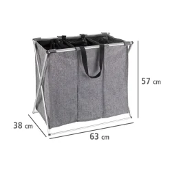 Wenko Wäschesammler Trio grau meliert 130 l