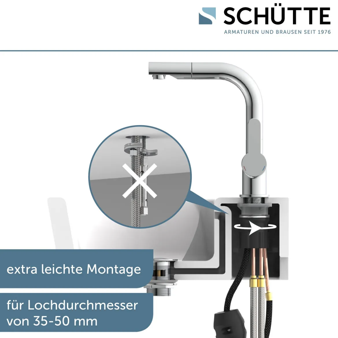 WT-Armatur London chrom mit HaarbrauseKeramikkartusche inkl.Push-Open-Garnitur
