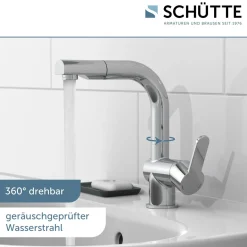 WT-Armatur London chrom mit HaarbrauseKeramikkartusche inkl.Push-Open-Garnitur